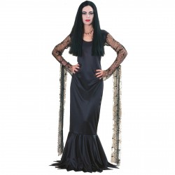 Fantasia Feminina Mortícia Família Addams Festa Halloween