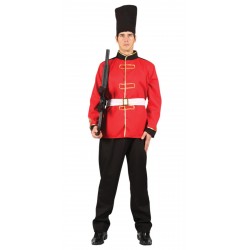 Fantasia Masculina Guarda Real Uniforme Vermelho Festa Halloween