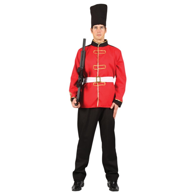 Fantasia Masculina Guarda Real Uniforme Vermelho Festa Halloween