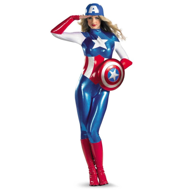 Fantasia Feminina Capitão América Heróis Marvel Festa Halloween