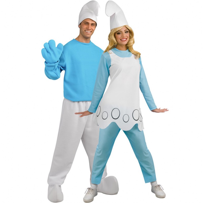 Fantasia Casal Smurfs Adulto Traje para Festa a Fantasia