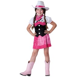 Fantasia Infantil Vaqueira Cowgirl Rosa Traje para Festa a Fantasia