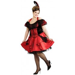 Dançarina Burlesca Cabaret Moulin Rouge Plus Size Traje Feminino Adulto para Festa a Fantasia Halloween