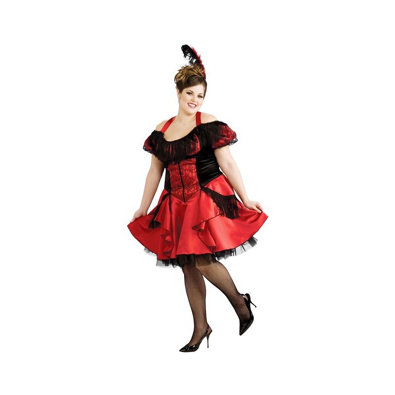 Dançarina Burlesca Cabaret Moulin Rouge Plus Size Traje Feminino Adulto para Festa a Fantasia Halloween