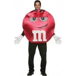 M&M Vermelho Traje Adulto Unissex para Festa a Fantasia Halloween