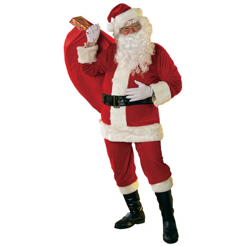 Papai Noel Adulto Fantasia Completa para o Natal com Barba