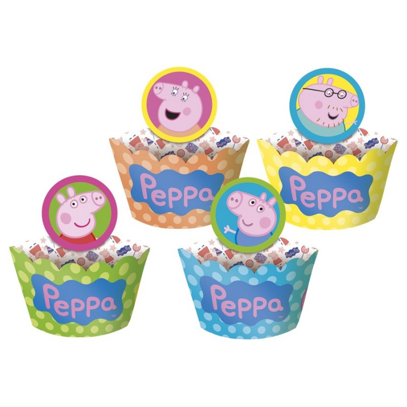 Wrapper Forminha e Plaquinha Peppa Pig para Cupcake 12un Festa Infantil