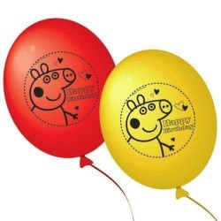 Bexigas Balões Peppa Pig Amarelo e Vermelho Festa Infantil 25un