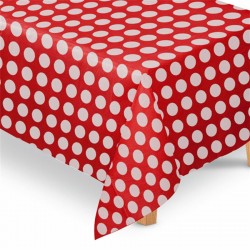 Toalha de Mesa TNT Poá Vermelho e Branco Decoração Chá