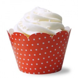 Wrapper para Cupcake Poá Vermelho e Branco Chá de Cozinha Festa 12un