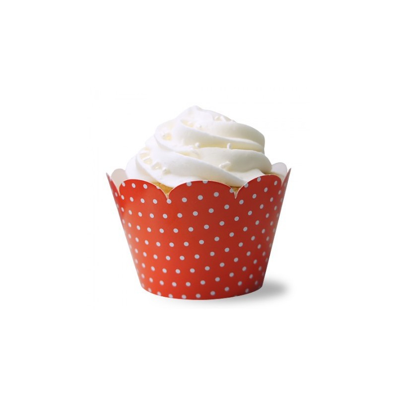 Wrapper para Cupcake Poá Vermelho e Branco Chá de Cozinha Festa 12un