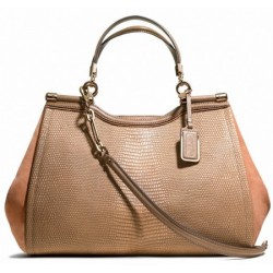 Bolsa Feminina Bege e Dourado Couro