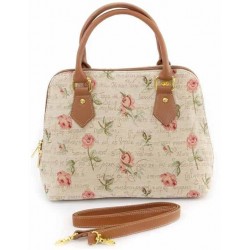 Bolsa Feminina Florida Lona Couro Marrom