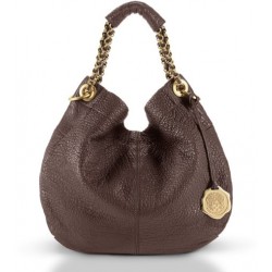 Bolsa Hobo Feminina Marrom com Dourado