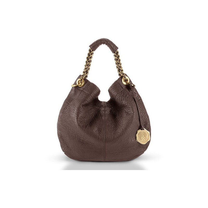 Bolsa Hobo Feminina Marrom com Dourado