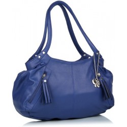 Bolsa Azul Feminina Hobo com Pingente