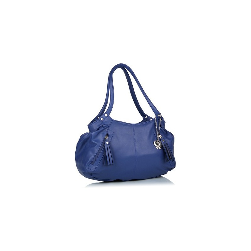 Bolsa Azul Feminina Hobo com Pingente