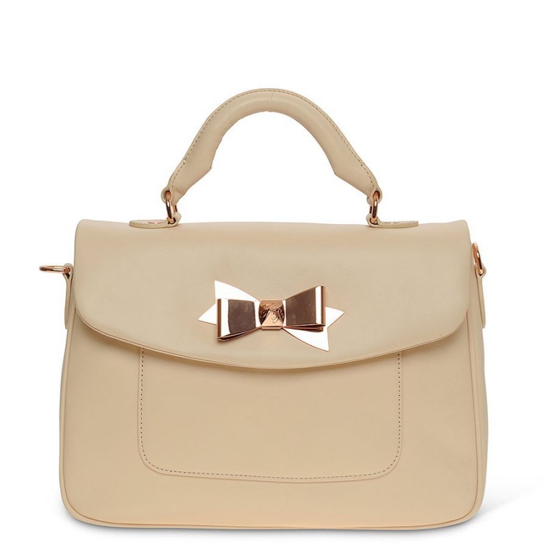Bolsa de Mão Bege Doctor com Detalhes em Dourado Bolsa de Mão Bege Doctor com Detalhes em Dourado