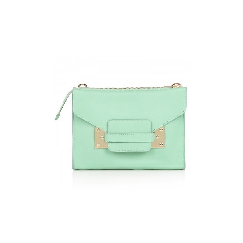 Bolsa Envelope Verde Feminina com Feixo Prata