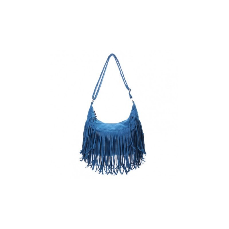 Bolsa Franja Feminina Hobo Carteiro Azul