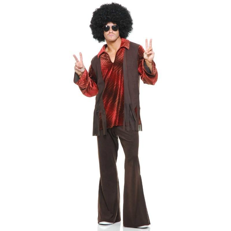 Hippie Black Power Fantasia Masculina Carnaval Halloween Festa a Fantasia