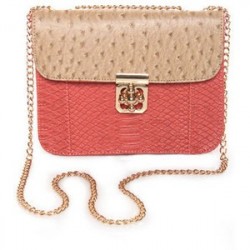 Bolsa Feminina Coral Flap com Alça de Corrente Dourada