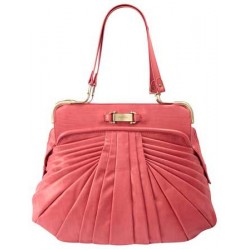 Bolsa Feminina Frame Plissada Coral Couro