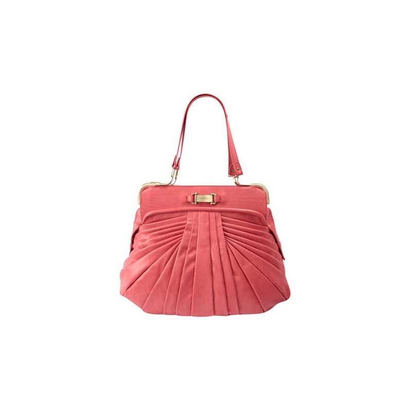 Bolsa Feminina Frame Plissada Coral Couro