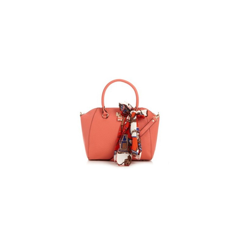 Bolsa Feminina Tote Coral com Alça Couro