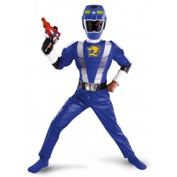 Fantasia Luxo Power Ranger Azul Infantil Meninos