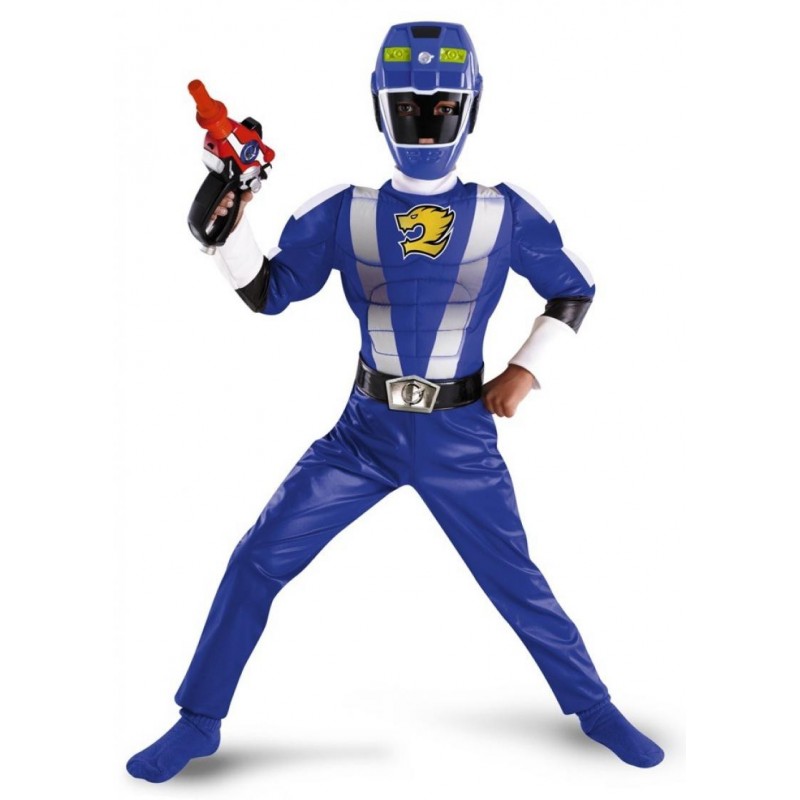 Fantasia Luxo Power Ranger Azul Infantil Meninos