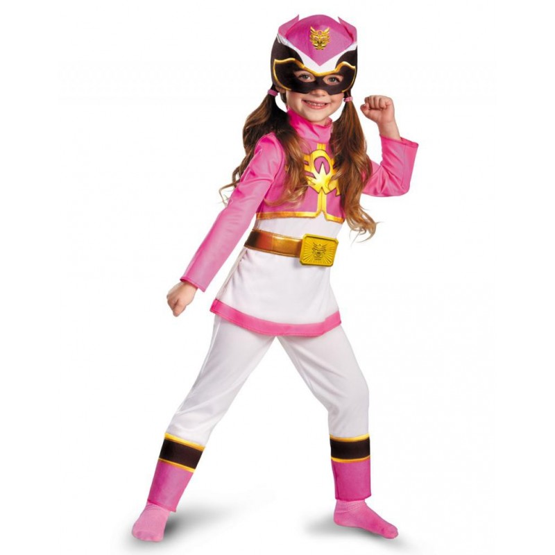 Fantasia Luxo Power Ranger Rosa Megaforce Infantil Meninas