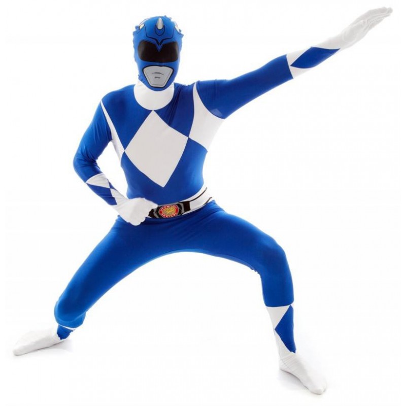Fantasia Power Ranger Azul Masculino Adulto