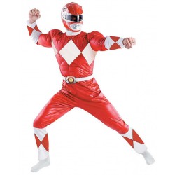 Fantasia Luxo Power Ranger Vermelho Adulto Masculino