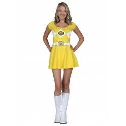 Fantasia Vestido Power Ranger Amarela Adulto Feminina