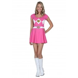 Fantasia Vestido Power Ranger Rosa Adulto Feminina