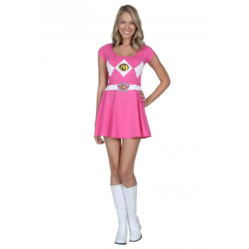 Fantasia Vestido Power Ranger Rosa Adulto Feminina