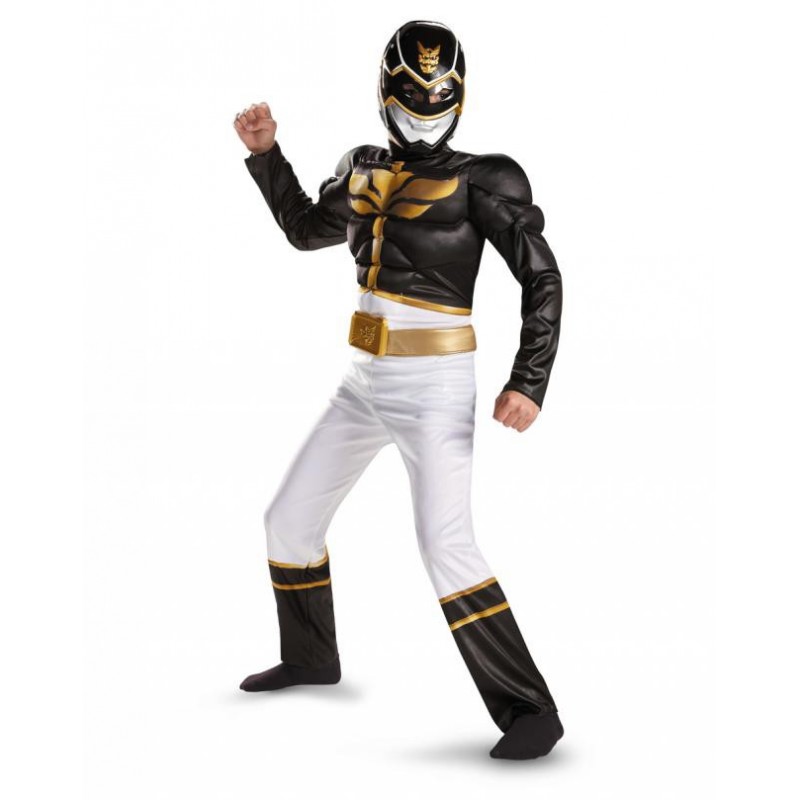 Fantasia Luxo Power Ranger Preto Megaforce Infantil Meninos