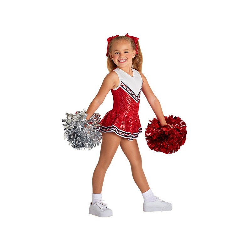 Fantasia Cheerleader Líder de Torcida Vermelho Infantil Meninas