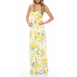 Vestido Longo Tomara que Caia Floral Amarelo