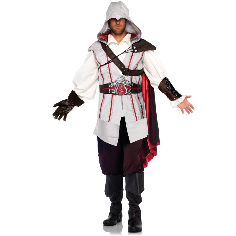 Fantasia Ezio Assassins Creed Masculina Luxo Cosplay