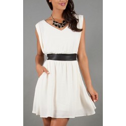 Vestido Branco Chiffon Leve Verão Curto Casual