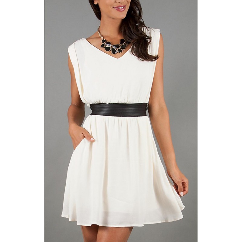 Vestido Branco Chiffon Leve Verão Curto Casual