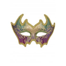 Máscara de Carnaval Feminina Colorida com Dourado