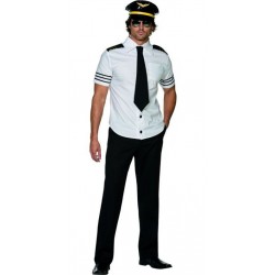 Fantasia Masculina Piloto de Avião para Carnaval ou Halloween