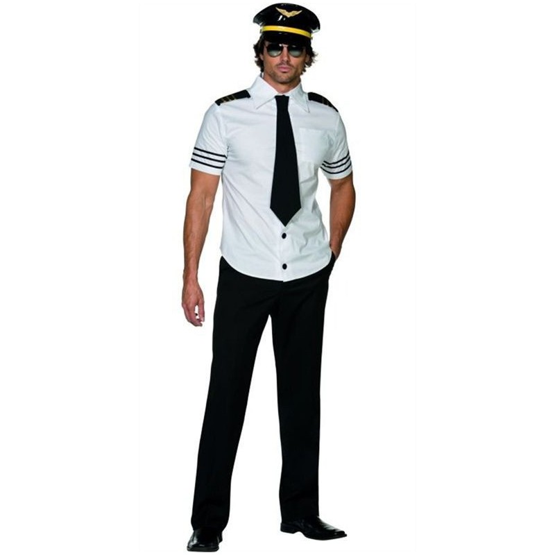 Fantasia Masculina Piloto de Avião para Carnaval ou Halloween