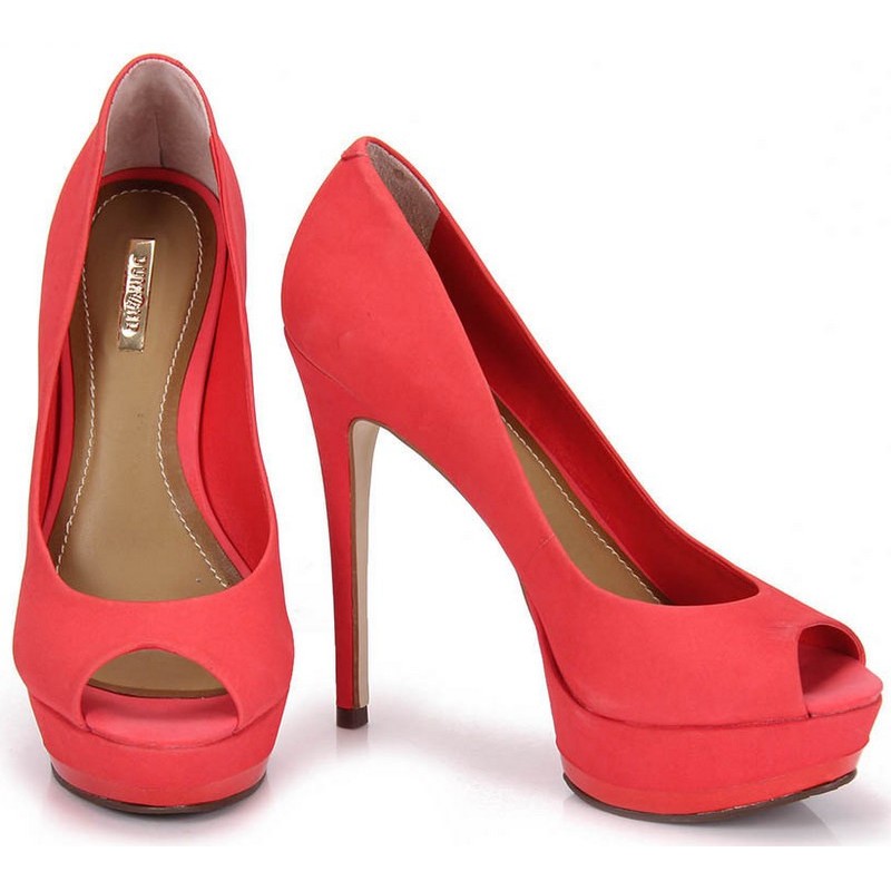 Sapato Feminino Peep Toe Vermelho Salto Alto Agulha