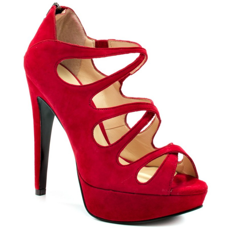 Sapato Feminino Peep Toe Vermelho Salta Alto 12cm