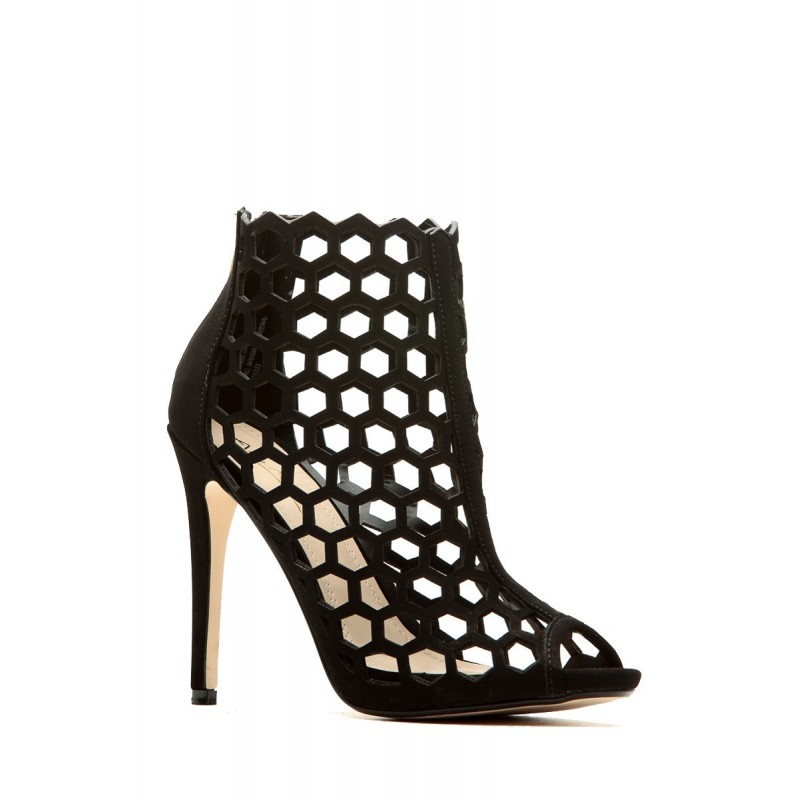 sandalia peep toe preta