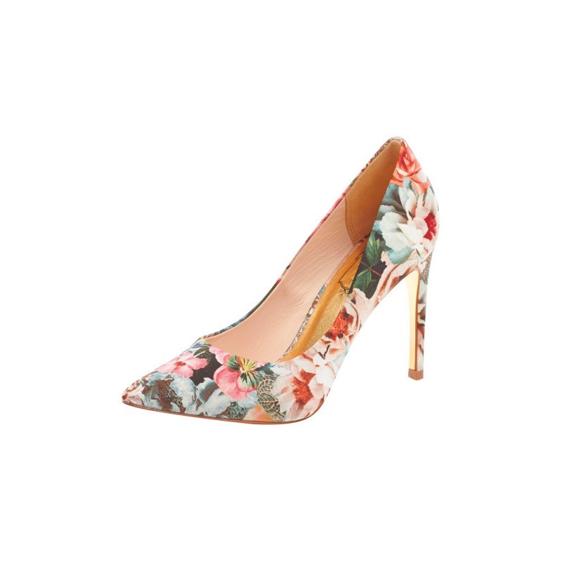 Scarpin Estampado Floral Nude Salto 8cm